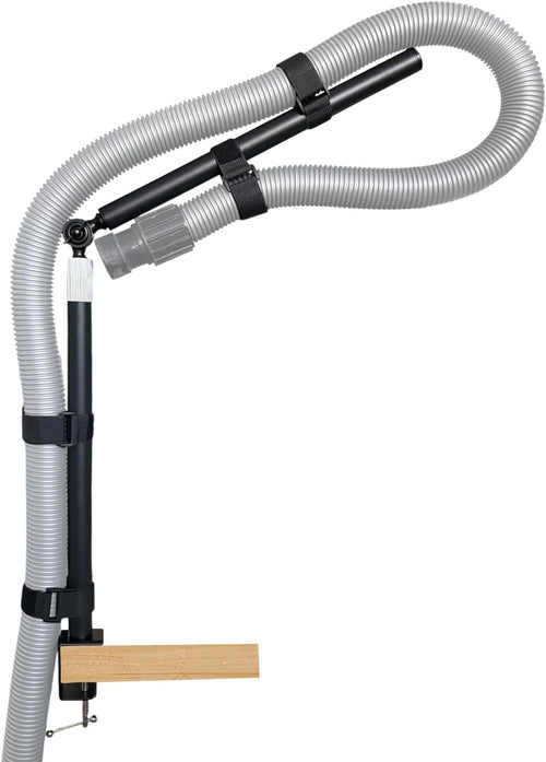 Dust Collection Boom Arm, Tool Free Clamp On Vacuum Hose Mount for Desktop CNC Machines, Adjustable Overhead Support Hose Holder for more Shop Vac Hoses, Table Saw Dust Collection System(Without Tube)