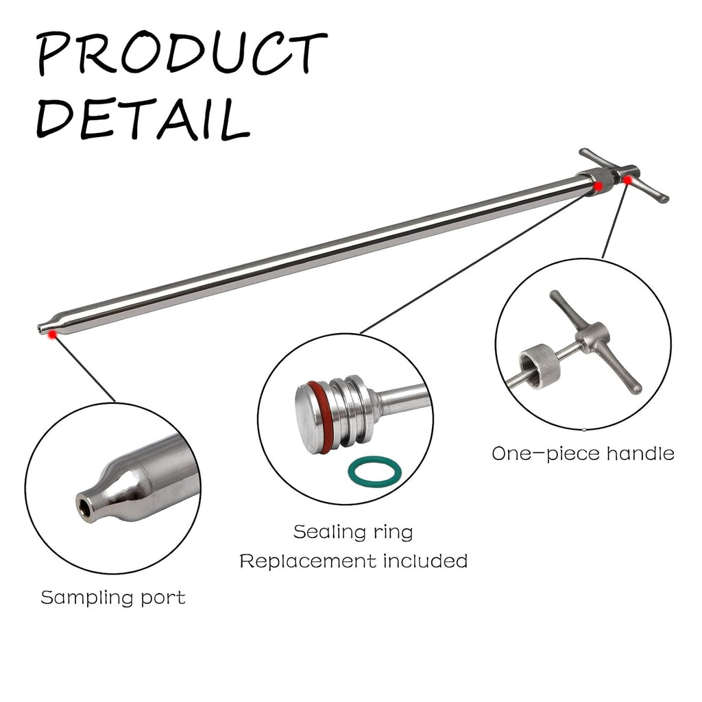 Drum Thief Sampler, 350mL.These Stainless Steel Liquid Samplers are Designed to Extract Samples from Drums, Tanks, and Rail Cars.(40inch)