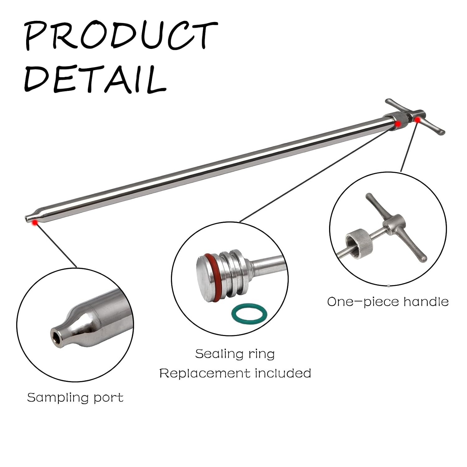 Drum Thief Sampler, 350mL.These Stainless Steel Liquid Samplers are Designed to Extract Samples from Drums, Tanks, and Rail Cars.(40inch)