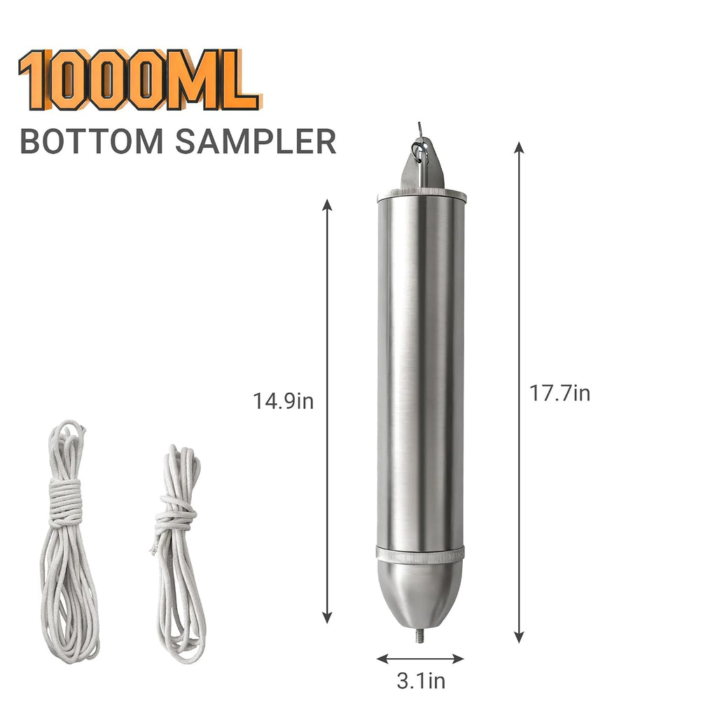 Bacon Bomb Sampler, Liquid Sampler for Retrieving Samples from the Bottoms of Storage Tanks, Tank Cars, and Drums, Bacon Bomb Fuel Sampler with 2 Ropes for Laboratory and Industrial Use（33.8oz）