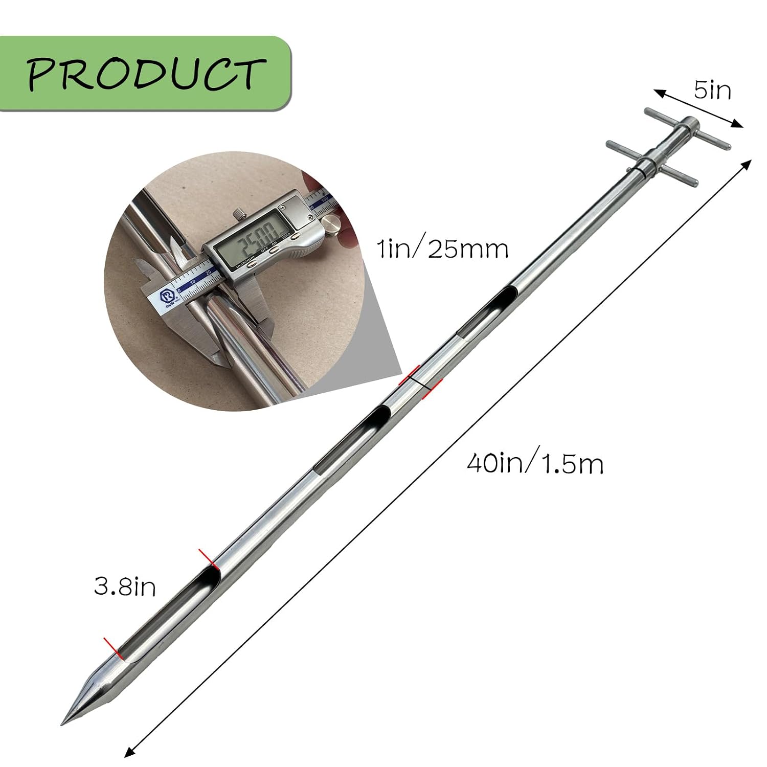 Powder Sampler, Stainless Steel Three-Zone Grain Probe Sampler – Commonly Used for Sampling and Collecting Powders, Grains, and Granules