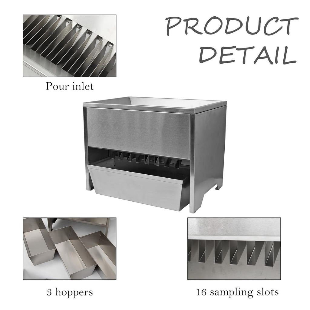 Stainless Steel Sample Divider Easy-to-Use Sample Divider for Grain, Wheat, and Beans, Compact, Durable, and Efficient for Lab Testing and Accurate Sample Distribution (HGG-I)