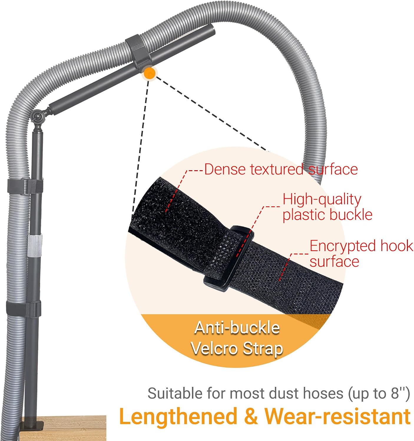 Dust Collection Boom Arm, Tool Free Clamp On Vacuum Hose Mount for Desktop CNC Machines, Adjustable Overhead Support Hose Holder for more Shop Vac Hoses, Table Saw Dust Collection System(Without Tube)