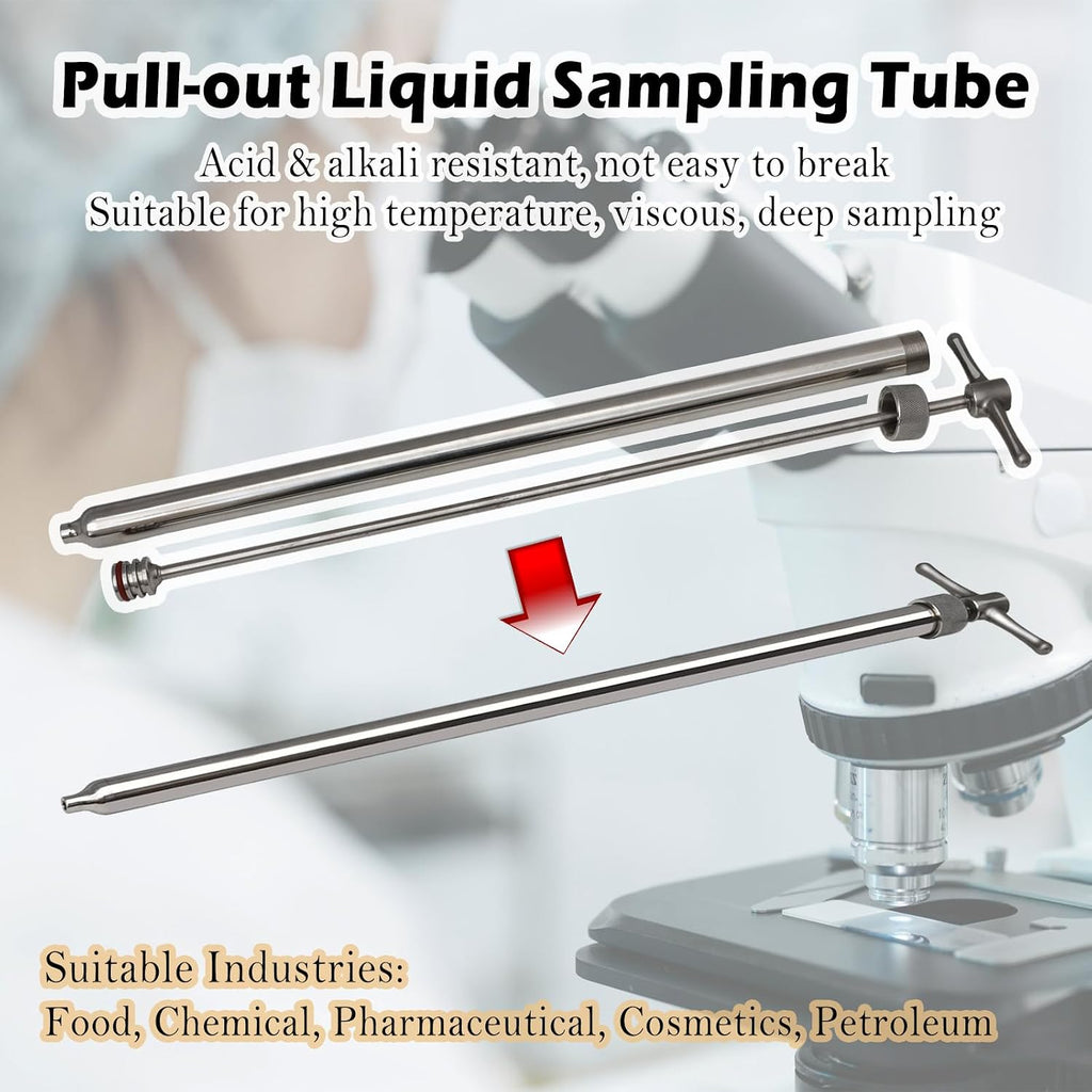 Drum Thief Sampler, 350mL.These Stainless Steel Liquid Samplers are Designed to Extract Samples from Drums, Tanks, and Rail Cars.(40inch)