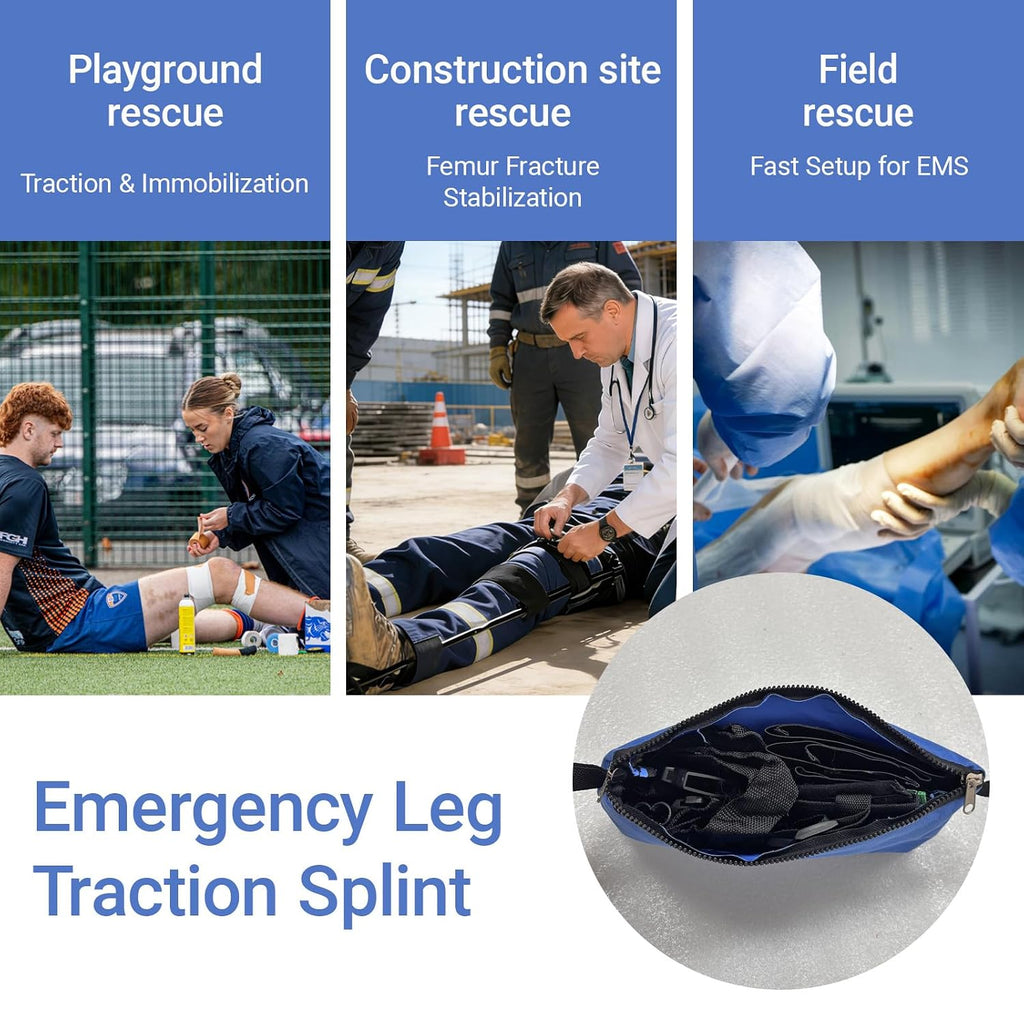 Professional Emergency Leg Traction Splint, Portable Leg Immobilization Device for Adult and Child, Aluminum First Aid Trauma Kit for EMS, EMT, Fire and Rescue