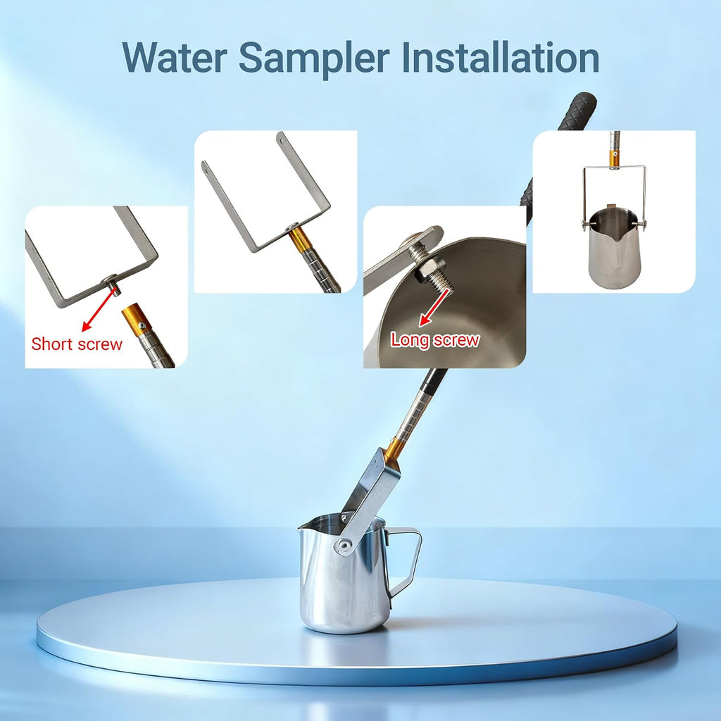 Water Sampler, Telescopic Sampling Dipper for Rivers, Lakes, Streams, Sewers, Labs, Factories, and Wastewater Plants for Water Quality Sampling and Environmental Monitoring (1.5–5 ft, 500 ml)