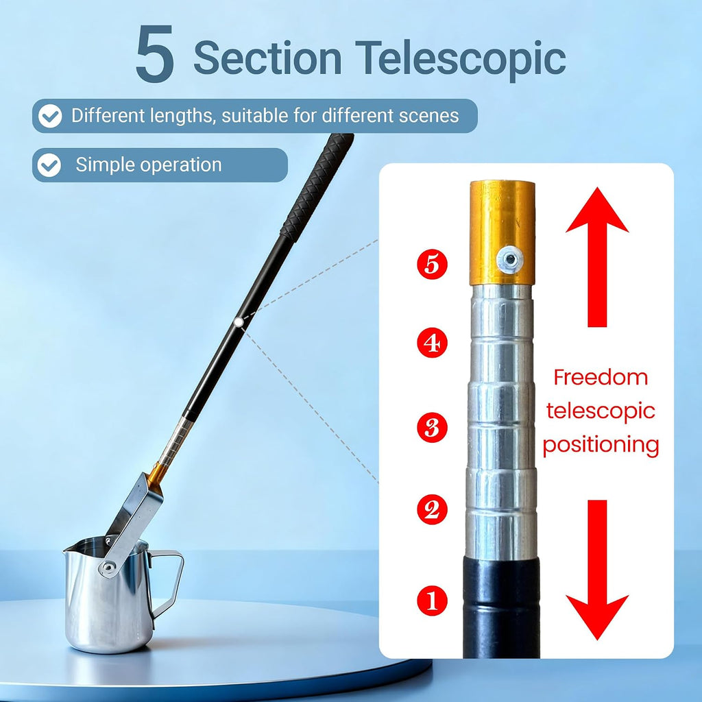 Water Sampler, Telescopic Sampling Dipper for Rivers, Lakes, Streams, Sewers, Labs, Factories, and Wastewater Plants for Water Quality Sampling and Environmental Monitoring (1.5–5 ft, 500 ml)