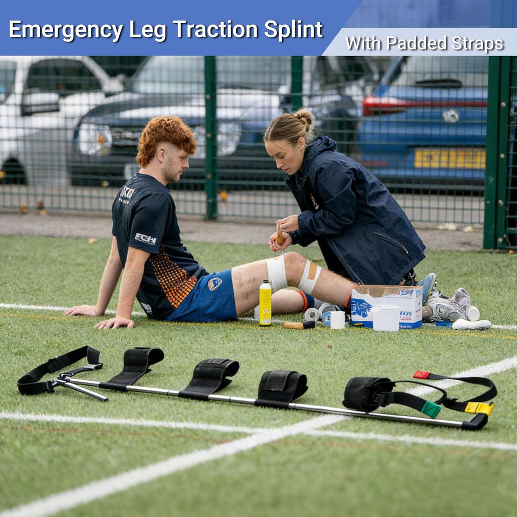 Professional Emergency Leg Traction Splint, Portable Leg Immobilization Device for Adult and Child, Aluminum First Aid Trauma Kit for EMS, EMT, Fire and Rescue