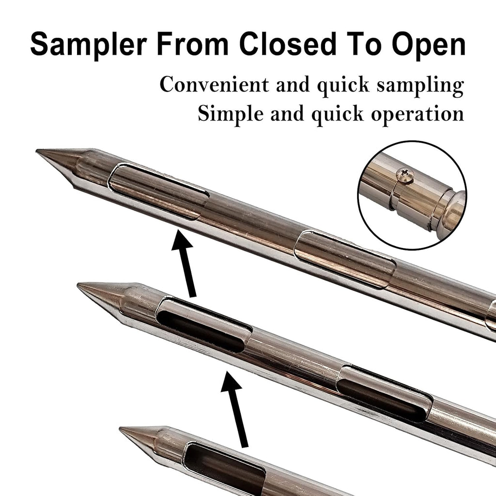 Powder Sampler, Stainless Steel Three Zone Grain Probe Sampler, 39 in. Length x 1 in (3slots)