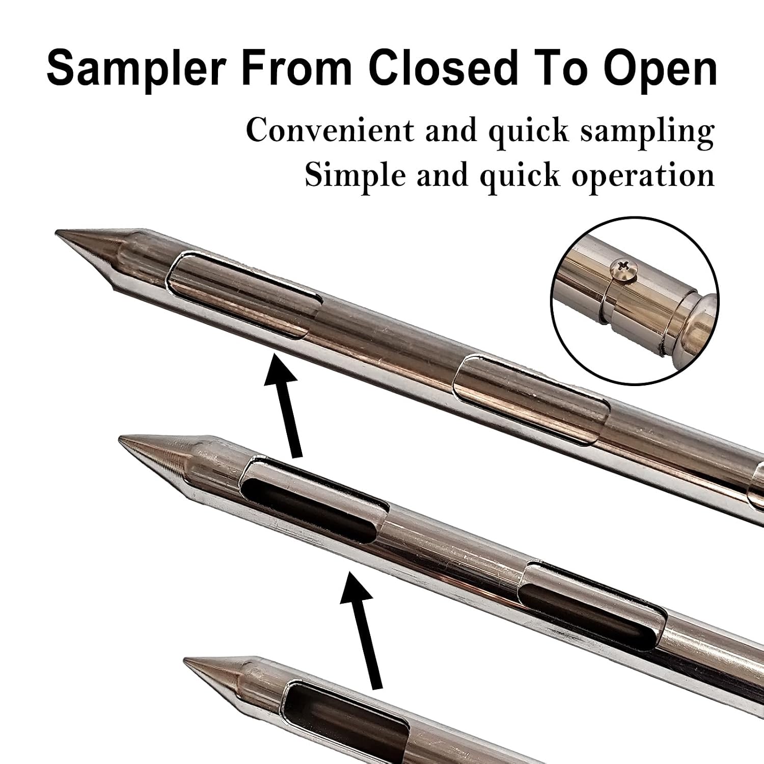 Powder Sampler, Stainless Steel Three Zone Grain Probe Sampler, 39 in. Length x 1 in (3slots)