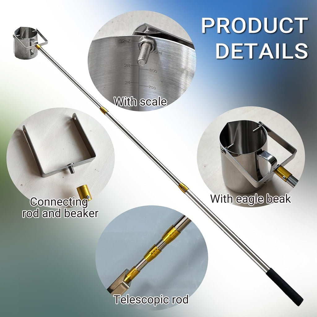 Telescopic Water Sampler, Stainless Steel Water Sampler Dipper(500ml,5ft)