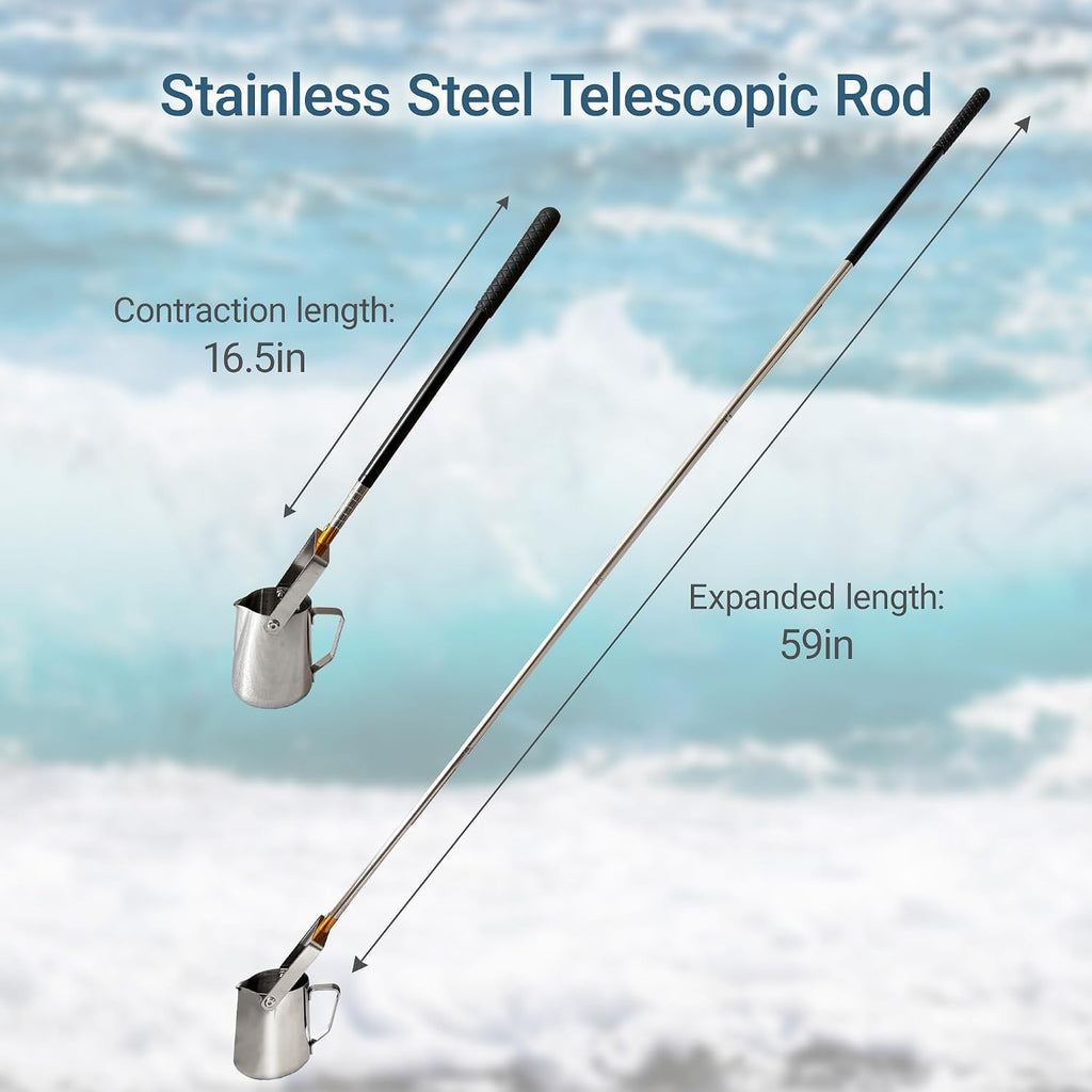 Water Sampler, Telescopic Sampling Dipper for Rivers, Lakes, Streams, Sewers, Labs, Factories, and Wastewater Plants for Water Quality Sampling and Environmental Monitoring (1.5–5 ft, 500 ml)