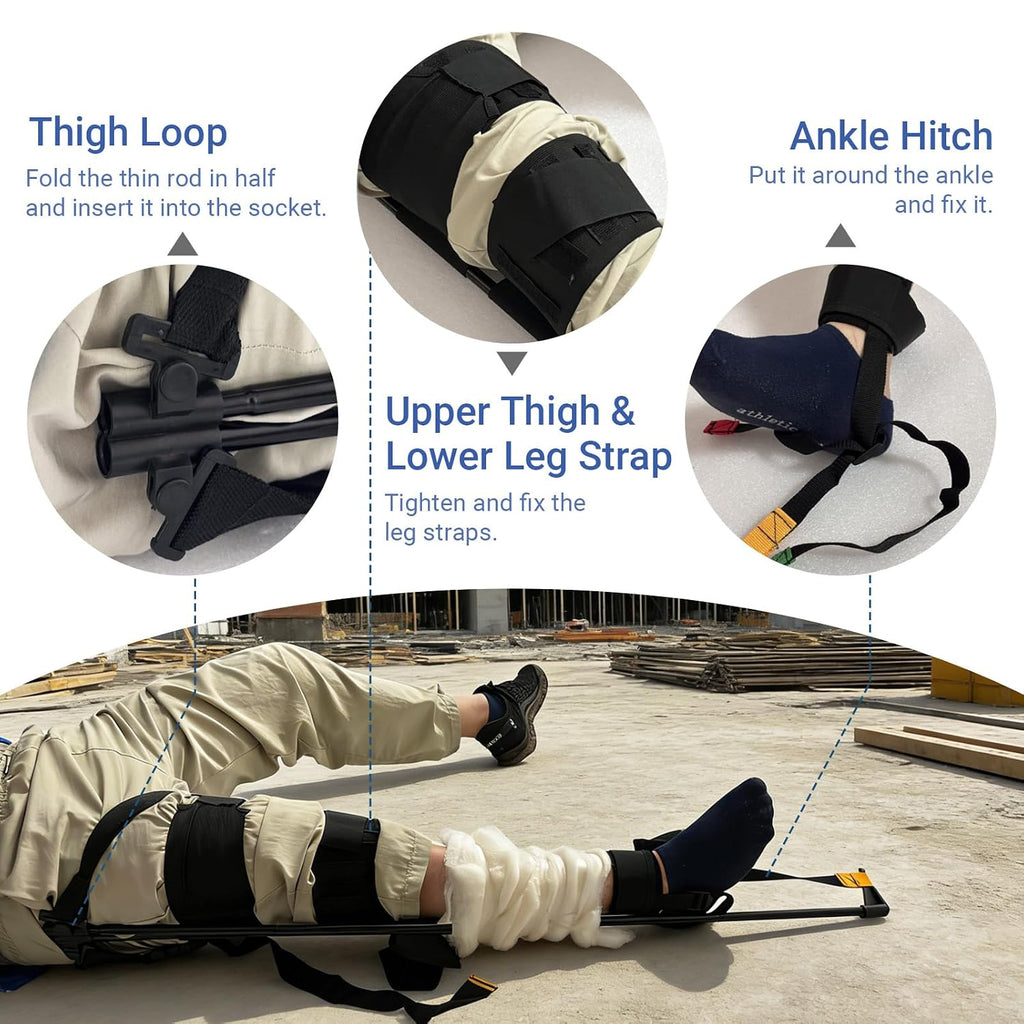 Professional Emergency Leg Traction Splint, Portable Leg Immobilization Device for Adult and Child, Aluminum First Aid Trauma Kit for EMS, EMT, Fire and Rescue