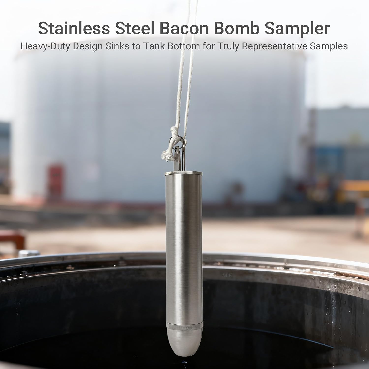 Bacon Bomb Sampler, Liquid Sampler for Retrieving Samples from the Bottoms of Storage Tanks, Tank Cars, and Drums, Bacon Bomb Fuel Sampler with 2 Ropes for Laboratory and Industrial Use（33.8oz）