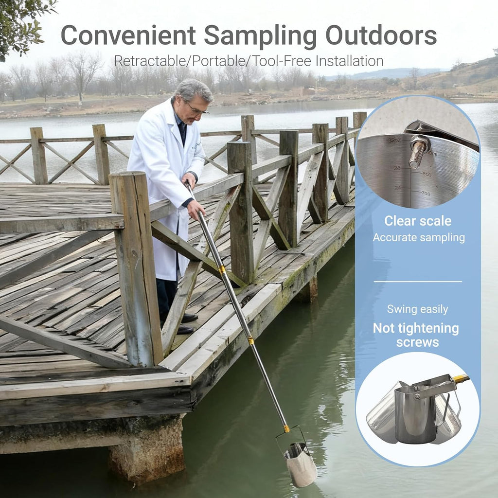 Telescopic Water Sampler, Stainless Steel Water Sampler Dipper(500ml,5ft)