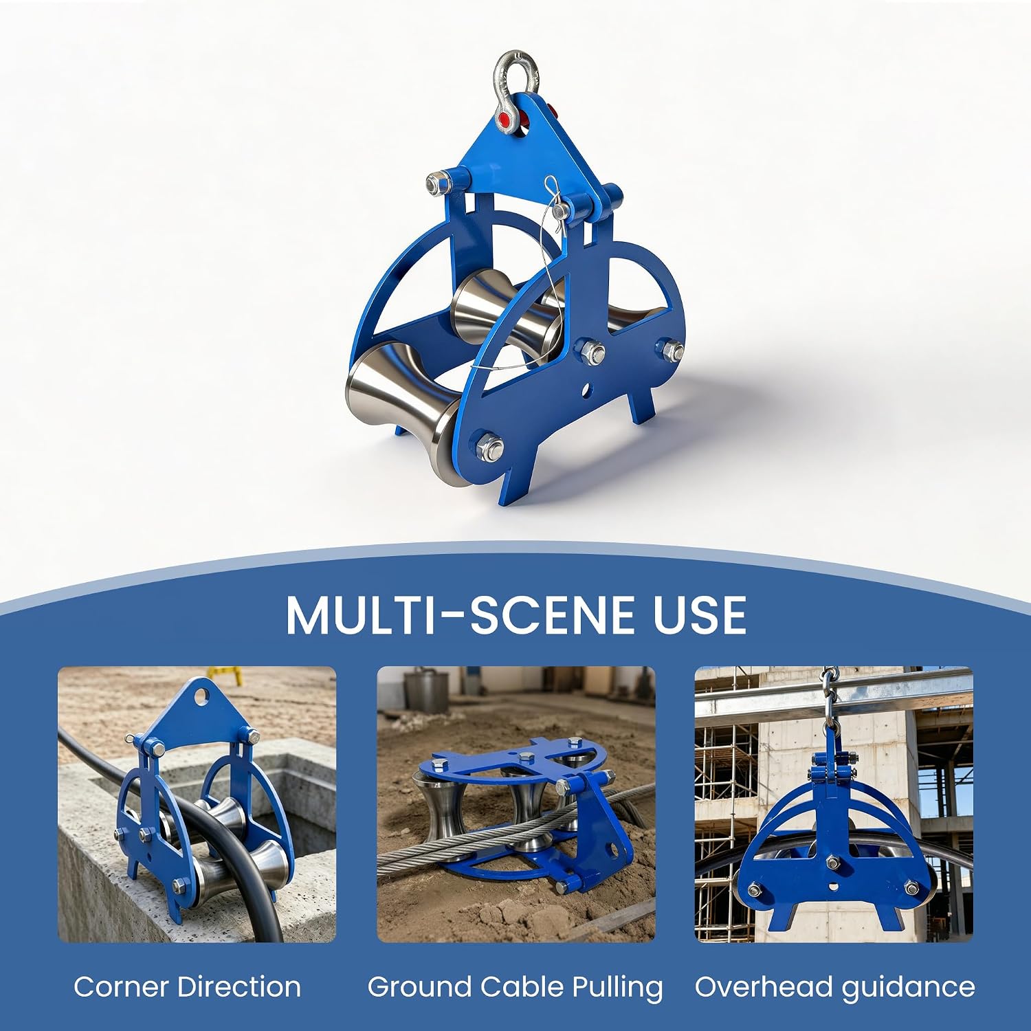 Cable Sheave, Cable Pulling Sheave for Power Installation, Stainless Steel Cable Puller Sheave with 30KN Load Capacity, Smooth Hoisting Wheel for Underground Wiring and Cable Trench