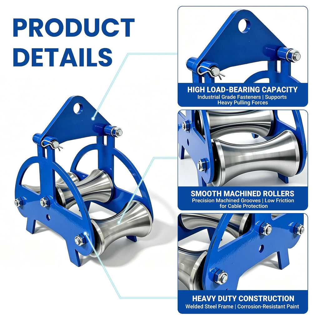 Cable Sheave, Cable Pulling Sheave for Power Installation, Stainless Steel Cable Puller Sheave with 30KN Load Capacity, Smooth Hoisting Wheel for Underground Wiring and Cable Trench