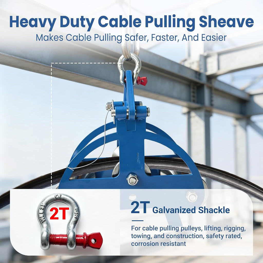 Cable Sheave, Cable Pulling Sheave for Power Installation, Stainless Steel Cable Puller Sheave with 30KN Load Capacity, Smooth Hoisting Wheel for Underground Wiring and Cable Trench