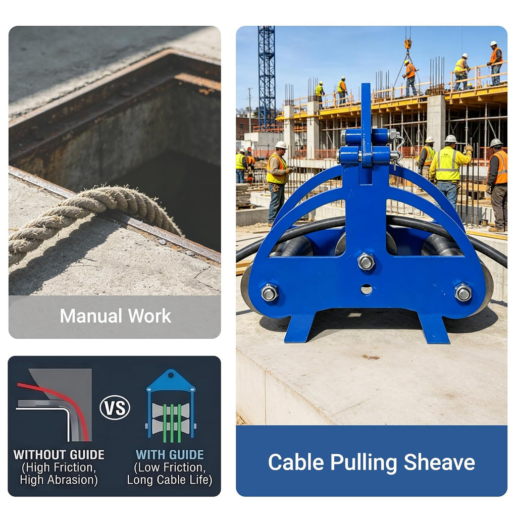 Cable Sheave, Cable Pulling Sheave for Power Installation, Stainless Steel Cable Puller Sheave with 30KN Load Capacity, Smooth Hoisting Wheel for Underground Wiring and Cable Trench