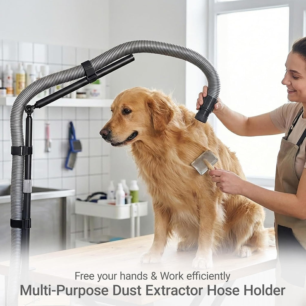 Dust Collection Boom Arm, Tool Free Clamp On Vacuum Hose Mount for Desktop CNC Machines, Adjustable Overhead Support Hose Holder for more Shop Vac Hoses, Table Saw Dust Collection System(Without Tube)