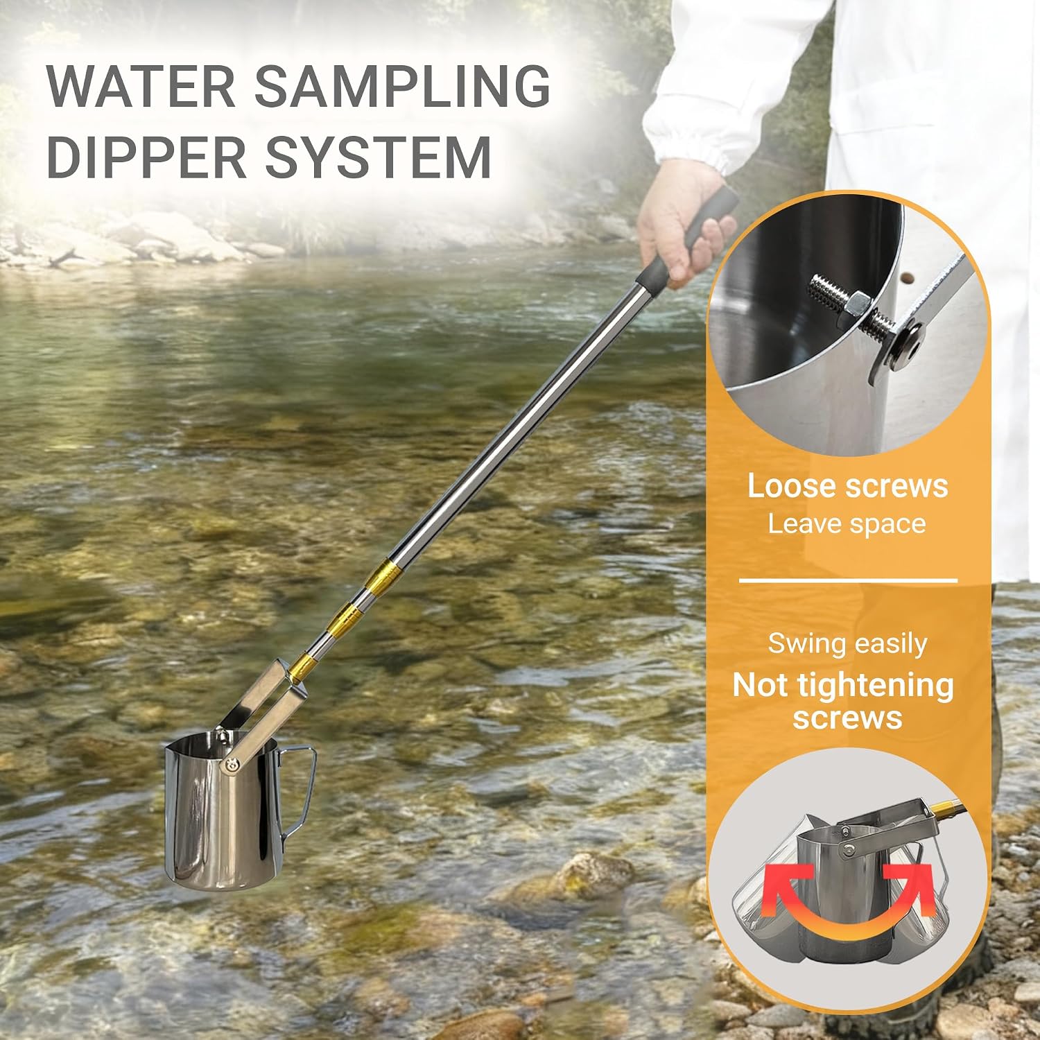 Telescopic Water Sampler, Stainless Steel Water Sampler Dipper(500ml,5ft)
