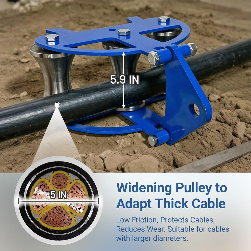 Cable Sheave, Cable Pulling Sheave for Power Installation, Stainless Steel Cable Puller Sheave with 30KN Load Capacity, Smooth Hoisting Wheel for Underground Wiring and Cable Trench